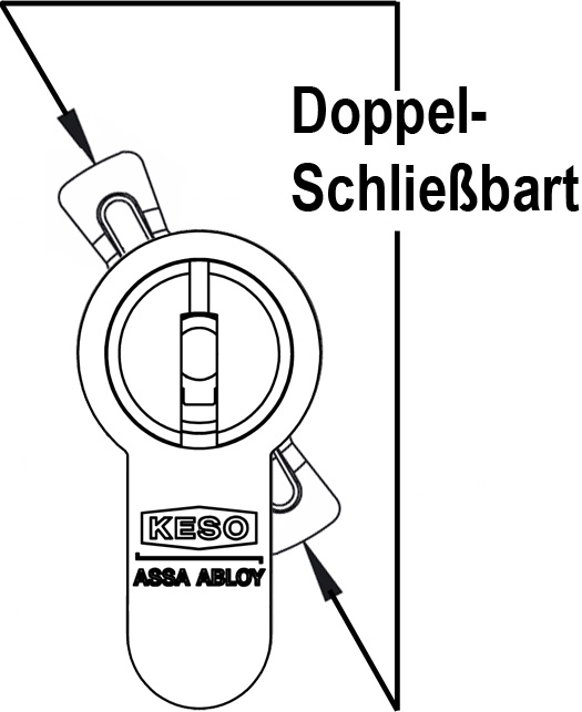 KESO 8000 Omega Doppelzylinder im Euro-Profil mit Doppelschließbart für Biffar