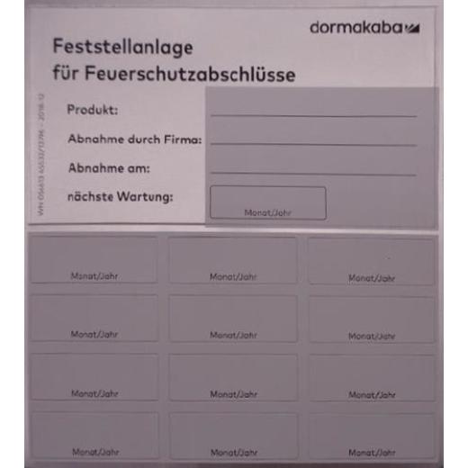 DORMAKABA - Zulassungsetikett zu Feststellanlagen