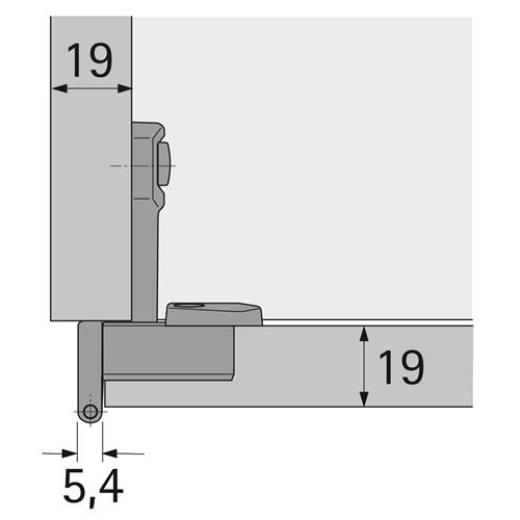 HETTICH - Grundscharnier Selekta Pro 2000 vorliegend,halb vorliegend Auflage 6,5mm vern.