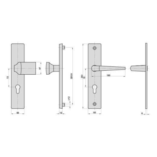 Aluminium-Vollmaterial-Schutzbeschlag | Langschild eckig (PZ) 72/8 mm F1 Aluminium-Vollmaterial-Schutzbeschlag | Langschild eckig (PZ) 72/8 mm F1