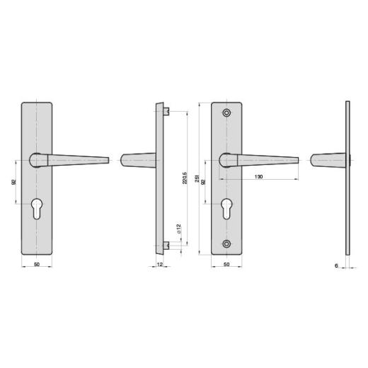 Vollmaterial-Schutzbeschlag ES0 PZ 92/10 mm F1