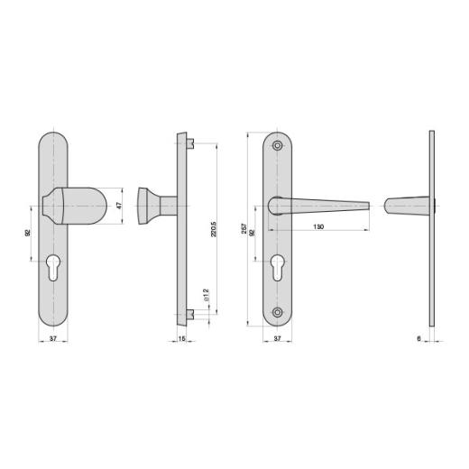 Aluminium-Vollmaterial-Schutzbeschlag, | Schmalrahmenschild rund (PZ), Wechsel-Garnitur
