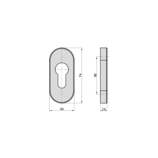 Schmalrahmen-Schutzrosette 14 mm, oval (PZ) Edelstahl