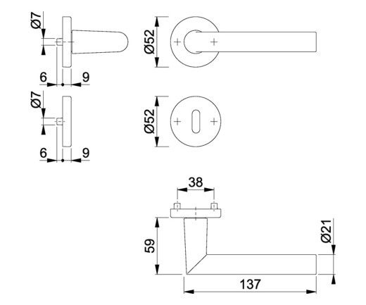 Rosettengarnitur Amsterdam 1400/42KV/42KVS Aluminium F1 rund SK/OL DIN links / rechts D/D HOPPE