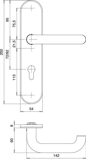 Schutzgarnitur Logo 8755/9203 Alu.F1 92mm 65-75mm EDI