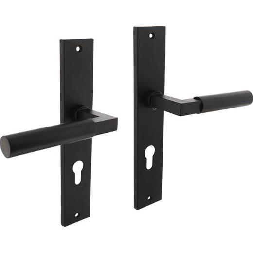 Langschildschildgarnitur Baustil Zamak F71 schwarz PZ 72mm DIN L/R INTERSTEEL