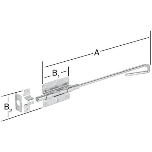 Bolzen-Stangenriegel STA blau verz.L.400mm B.100mm Bolzen-Ø 16mm VORMANN