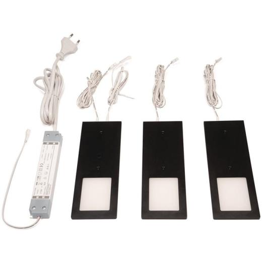 Anbauleuchte Planar L neutralweiß 24V DC 3x3 W Rahmenfarbe schwarz L&S