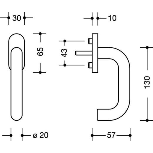 HEWI Fenstergriff 111FG.1 30 mm Kunststoff 99 reinweiß 30 mm Stand.