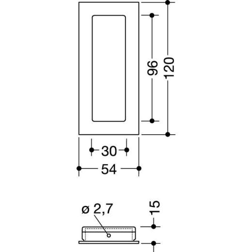 Schiebetürmuschel 544.54B120 PA 90 tiefschwarz ma matt rechteck.TS ab 17mm