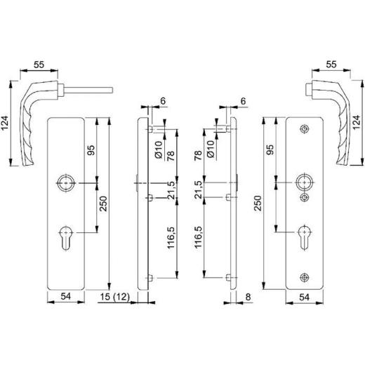 Schutzgarnitur Birm.1117/2221A/2440 Alu.F1 72mm 37-42mm HOPPE