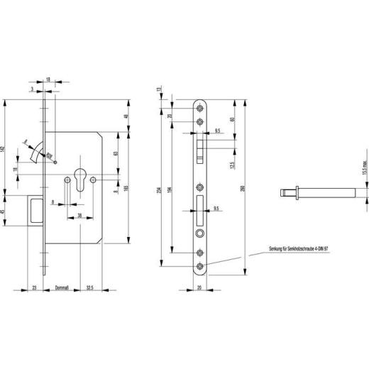 BKS - Gegenkasten 0353, 20 mm, Stahl, Stulp rund