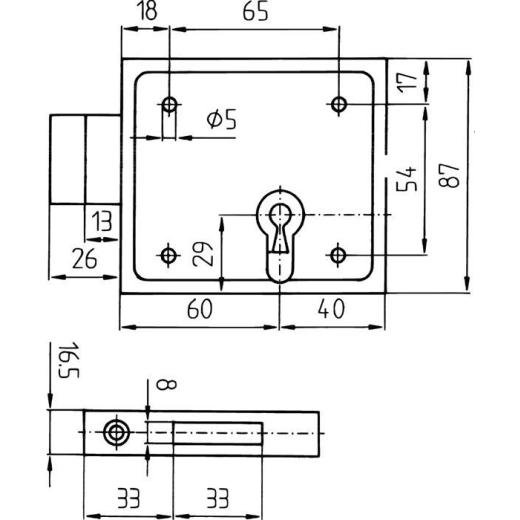 Kastenriegelschloss 150 DIN L/R BB m.Flachschließbl.Dornm.60mm BEVER