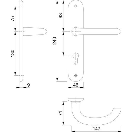 Hoppe Langschildgarnitur Marseille Aluminium (F1) PZ