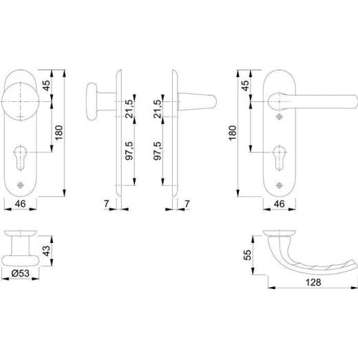 Hoppe Kurzschildgarnitur Tôkyô Aluminium (F1) PZ