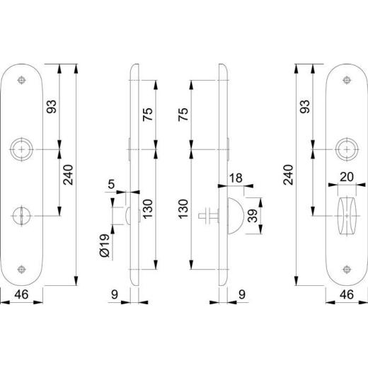 Hoppe Langschildpaar 273P F1/naturf.F1 Bad SK/OL 78mm Hoppe
