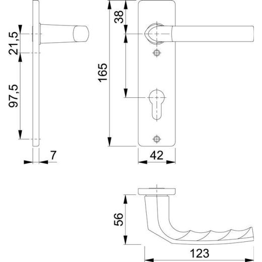 Hoppe Kurzschildgarnitur Birmingham Aluminium (F1) PZ