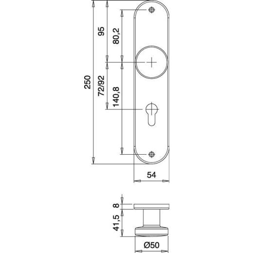 Knopf-Renovierschild 306 Z VA EST 72mm PZ EDI