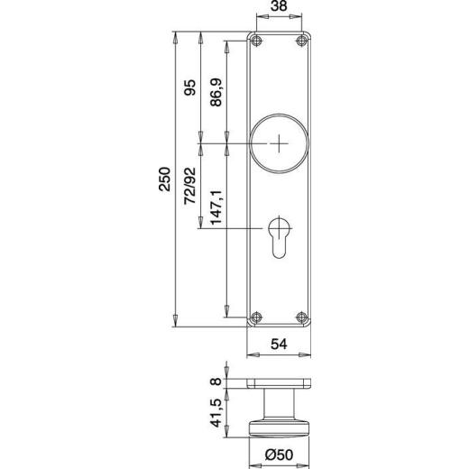 Knopf-Renovierschild 344 Z VA EST 72mm PZ EDI