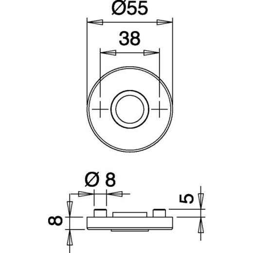edi - Drücker-Rosette 051/1 VA F00 Schildst.8 mm Drückerloch rund