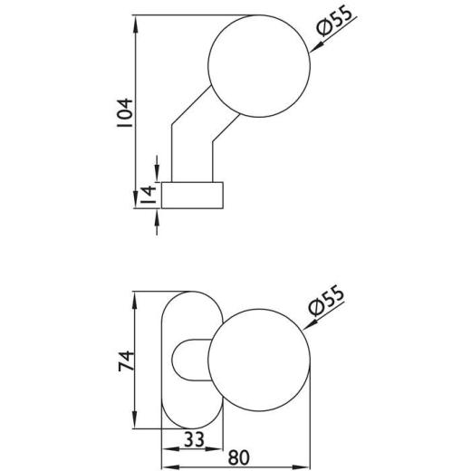 Rahmentürknopf 2085 Material VA 60 gekr.festdrehbar