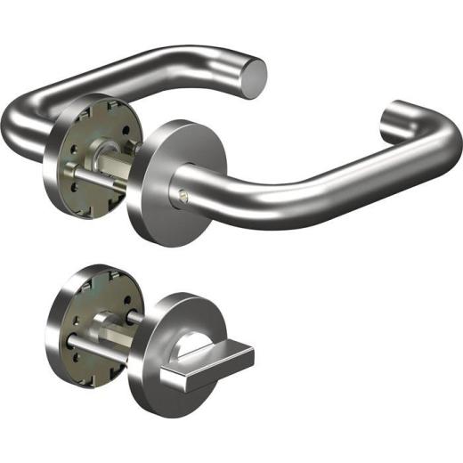 OGRO Rosetten-Drückergarnitur CORE8100 8 mm/6501/7122 WC AL Alu.Alu F 1 rund WC DIN L/R D/D