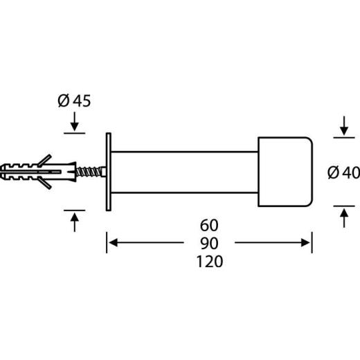 FSB Wandtürpuffer 38 3880 Alu.naturf./F1 L.120 mm