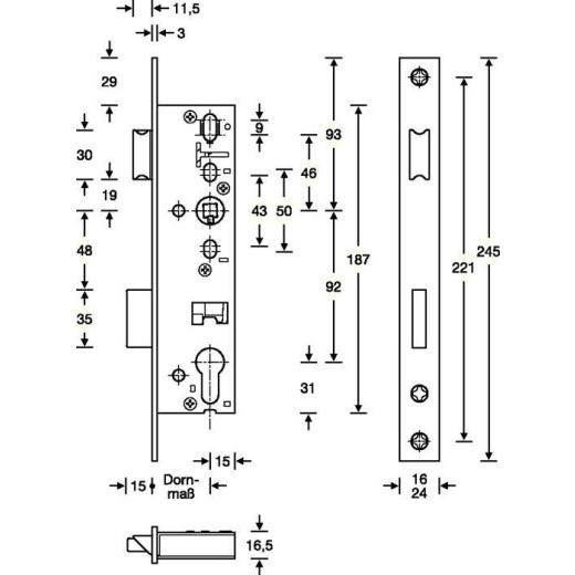 RR-Einsteckschl.PZW 24/30/92/8mm DIN L/R STA ma chroma.Riegelausschl.15mm 245mm RR-Einsteckschl.PZW 24/30/92/8mm DIN L/R STA ma chroma.Riegelausschl.15mm 245mm