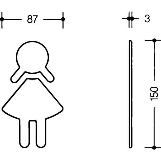 HEWI Symbol Frau 801.91B020 PA Farb-Nr.98 B.87 mm H.150 mm S.3 mm