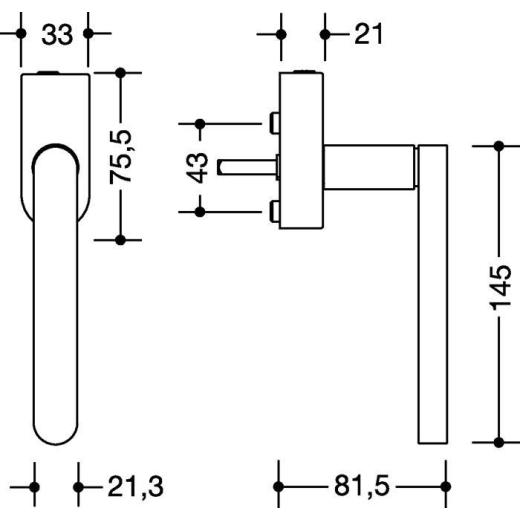HEWI Fenstergriff 270XAFGA.1 VA ma geschl.30 mm abschl.