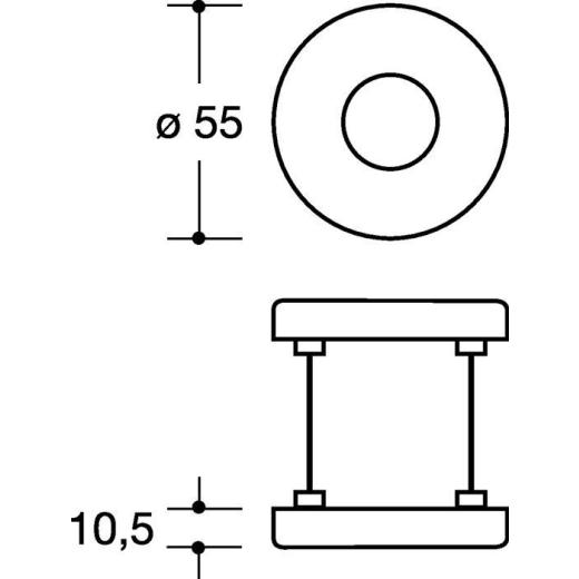 HEWI Drückerrosette 305.21PBR D.21 mm,Ed.matt,tiefschwz,KN+LN,TS38,1