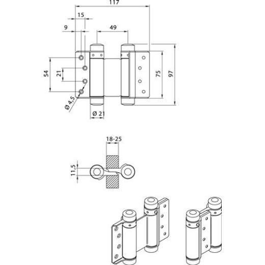 DENI - Pendeltürband STA vern.Gr.29 L.75mm 15kg TS 18-25mm DENI | | 2 Stück