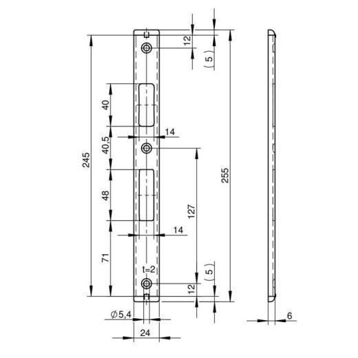 Schließbl.VA ma geb.U-Schließblech f.Rohrrahmentüren B.24xL.243mm