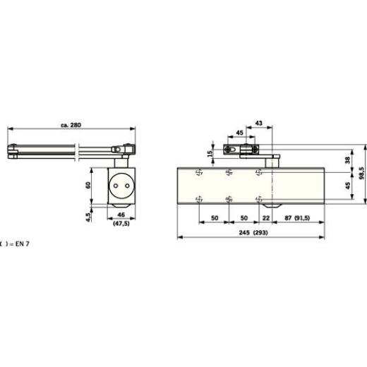Scherentürschließer TS 83 BC/ÖD weiß 9016 EN 3-6 o.Gestänge DORMAKABA