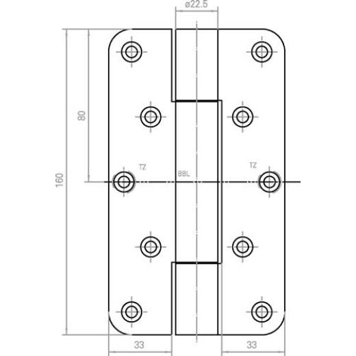 SIMONSWERK - Objektband VARIANT VN 2929/160 VA ma geb.160kg 22,5mm DIN L/R stu.Tür