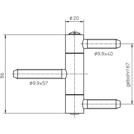 SIMONSWERK - Einbohrband BAKA C 1-20 WF 3-tlg.topzink 100kg DIN L/R HLT | 10 Stück