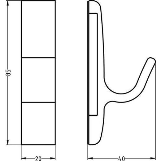 Magnet-Mantelhaken 0150 einfach A.40mm Alu.silberf.elox.H.85mm HERMETA