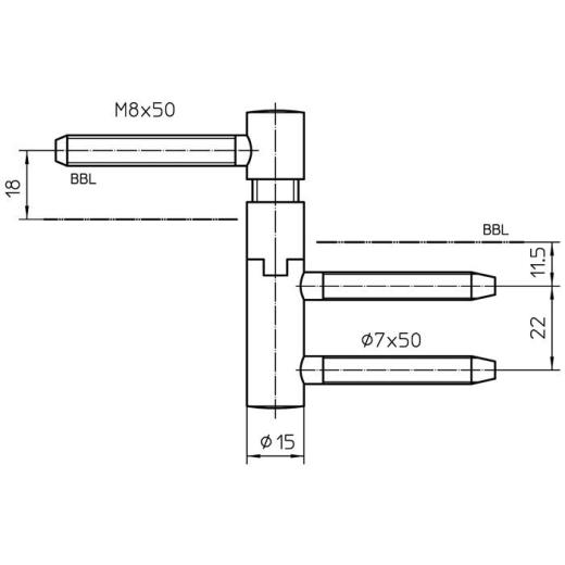 Einbohrband steig.V 5450 steig.vern.40kg DIN L HLT SIMONSWERK