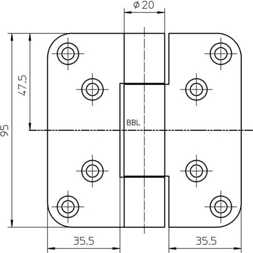 Objektband VARIANT VN 2929/100 STA m.vern.100kg 20mm DIN L/R stu.Tür SIMONSWERK | 2 Stück