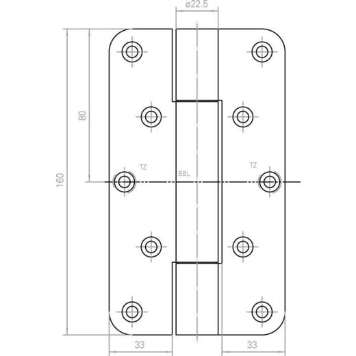 Objektband VARIANT VN 2929/160 STA m.vern.160kg 22,5mm DIN L/R stu.Tür