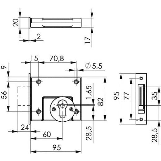 RGS 49 DIN L/R PZ m.Flachschließbl.60mm AMF