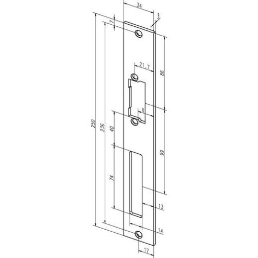Assa Abloy - Flachschließbl.94A VA ma ktg.B.34xL.250mm DIN L/R