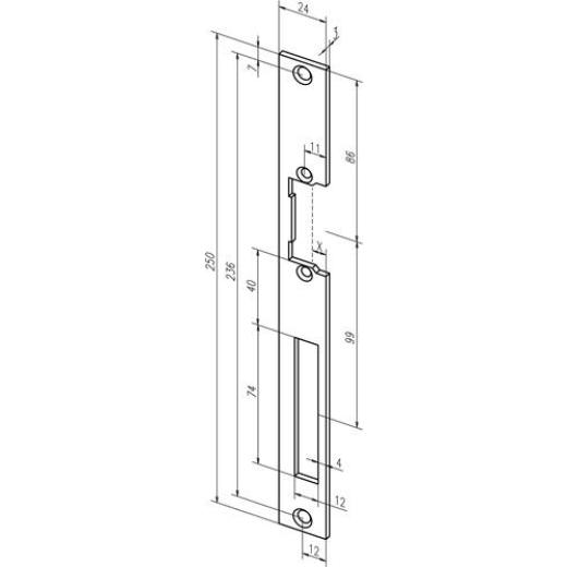 Assa Abloy - Flachschließbl.338 VA ma ktg.B.24xL.250mm DIN L/R