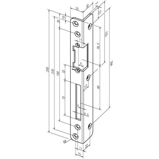 Assa Abloy - Sicherh.-Winkelschließbl.069 S.3mm VA ma DIN L