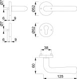 Rosettengarnitur Helsingborg E1730Z/17KV/17KVS Edelstahl F69 rund PZ DIN links / rechts D/D HOPPE