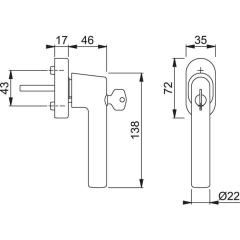 Fenstergriff Ams.E0400S/UD9056 VA F69-S/matt SecuSan® 20-30mm HOPPE