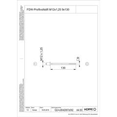 Vierkantstift STI-PRV-FDW-M12 Vierkantmaß 9mm L.130mm verzinkt M12x1,25mm HOPPE