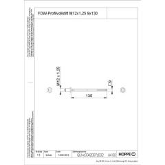 Vierkantstift STI-PRV-FDW-M12 Vierkantmaß 9mm L.130mm verzinkt M12x1,25mm HOPPE