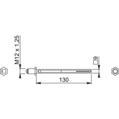 Vierkantstift STI-PRV-FDW-M12 Vierkantmaß 9mm L.130mm verzinkt M12x1,25mm HOPPE
