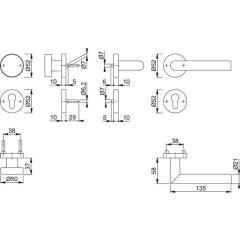 FS-Garnitur Ams.FS-58/42H/42HS/1400 Alu.F9714M K/D TS 45-65mm PZ DIN L/R HOPPE